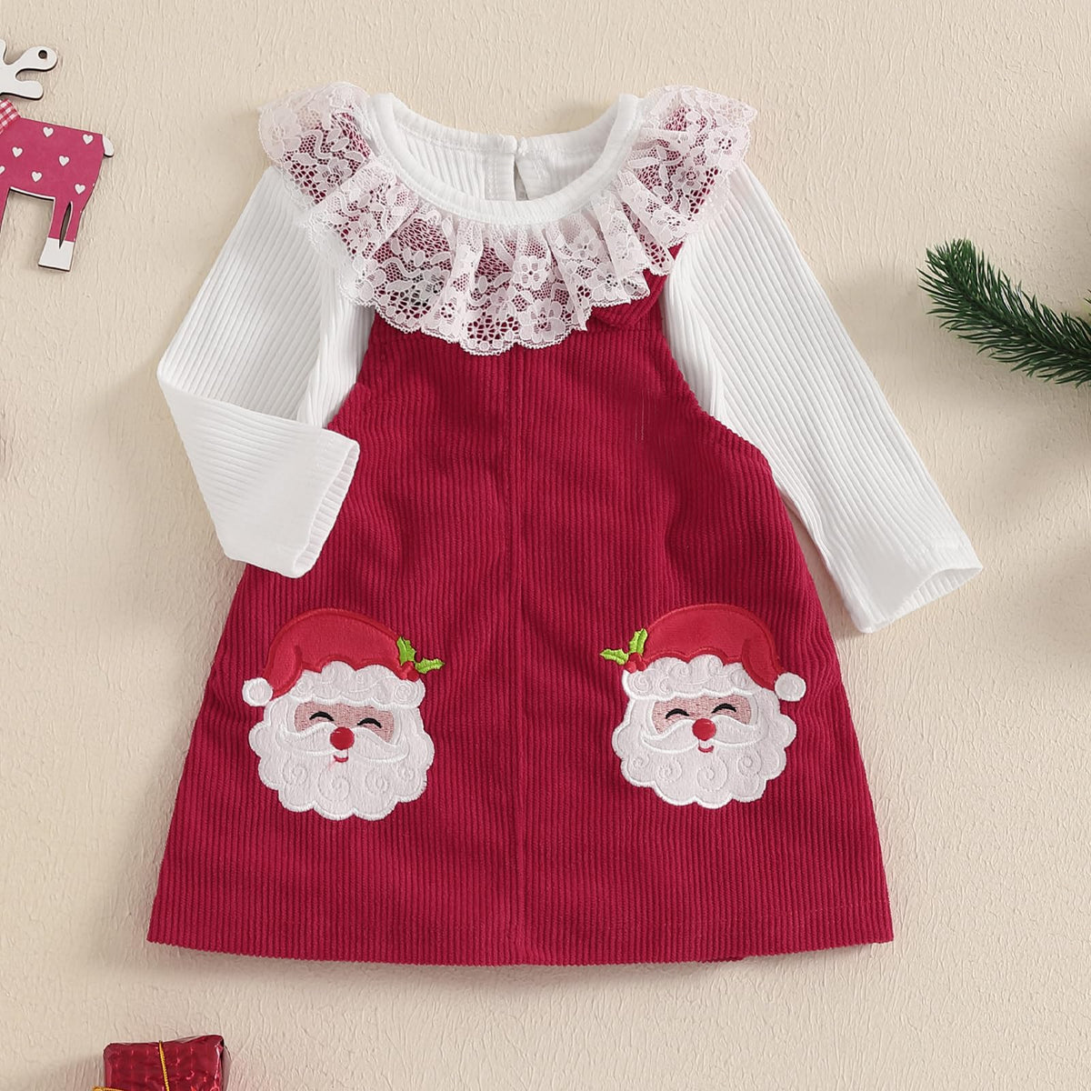 Baby Girl Lace Romper and Corduroy Skirt Outfit Z86775