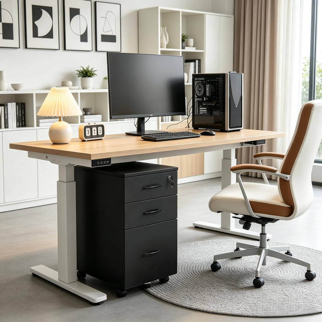 3 Drawer Black Wood File Cabinet with Lock M213712