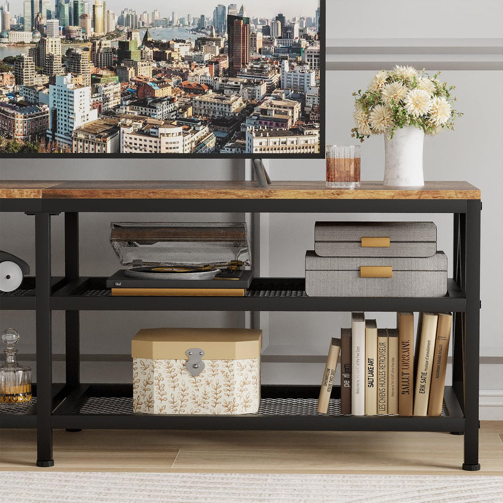 63" TV Stand with 3-Tier Storage Shelves E2338