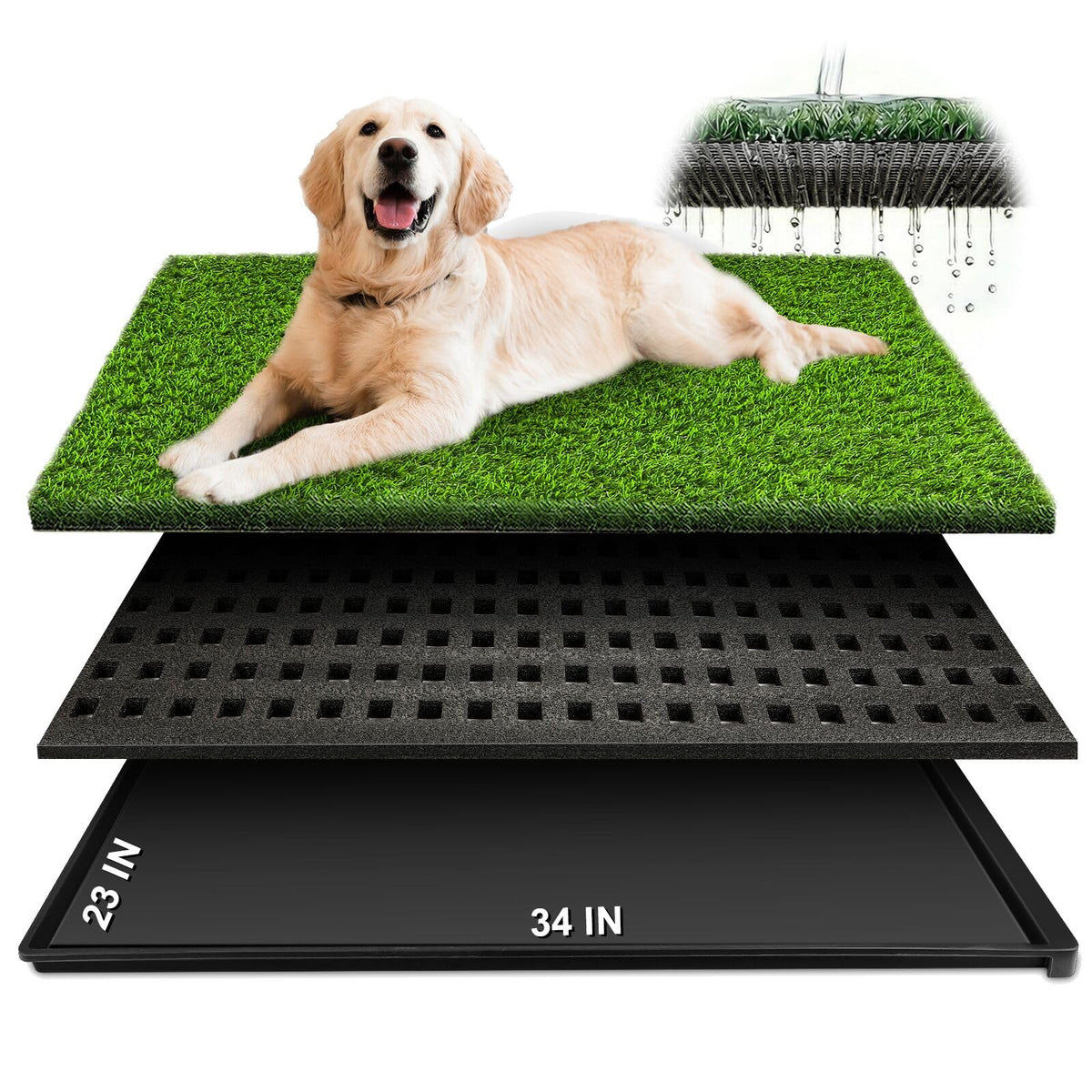34''X23'' Artificial Turf Dog Grass Pad with Tray R625384