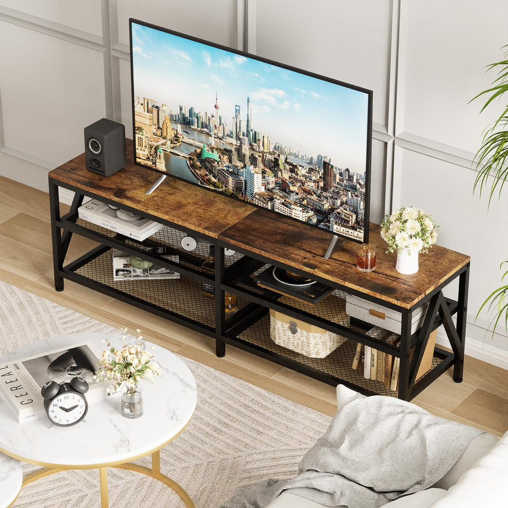 63" TV Stand with 3-Tier Storage Shelves E2338