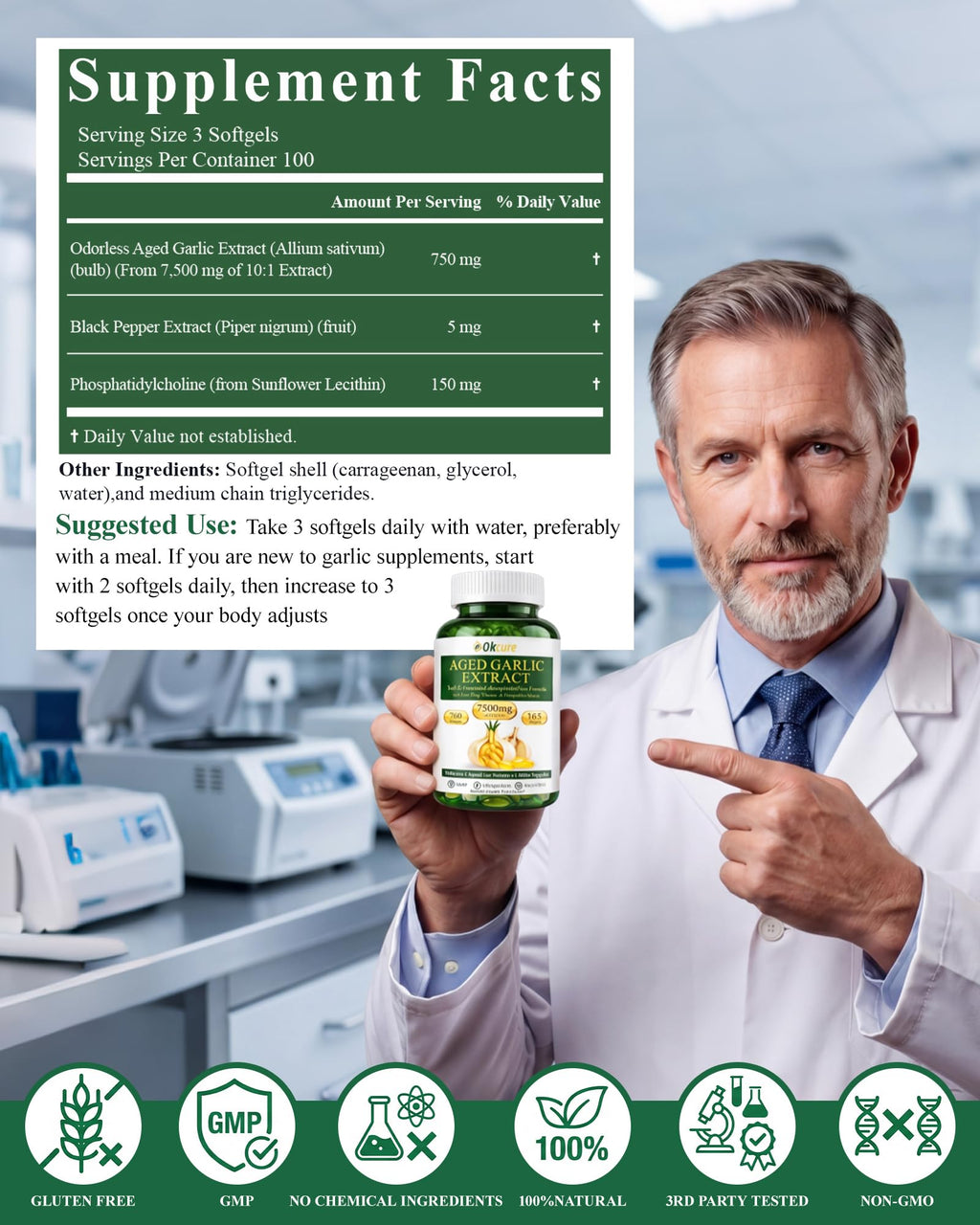 Odorless Garlic Supplement 300 Softgels G418