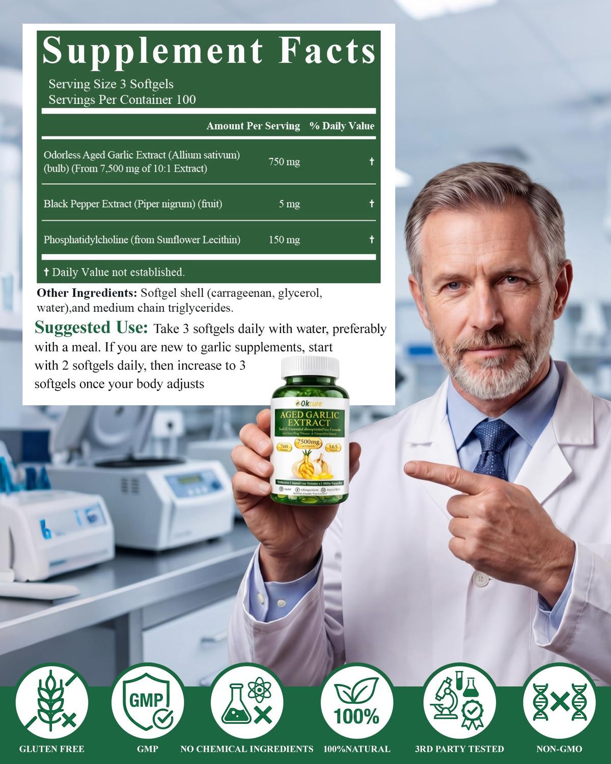 Odorless Garlic Supplement 300 Softgels G418