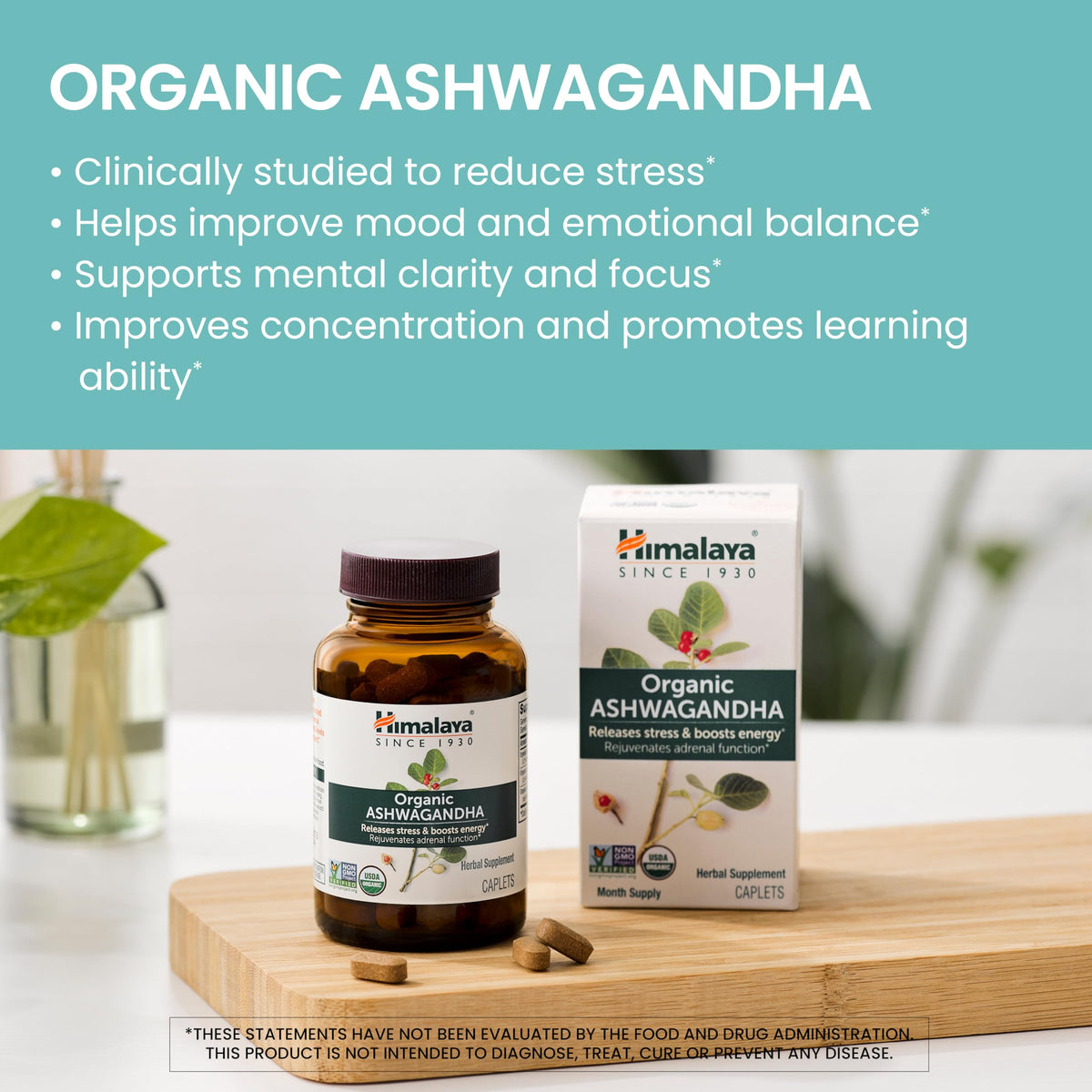 USDA Organic Ashwagandha Root 670 mg 60 Caplets R563