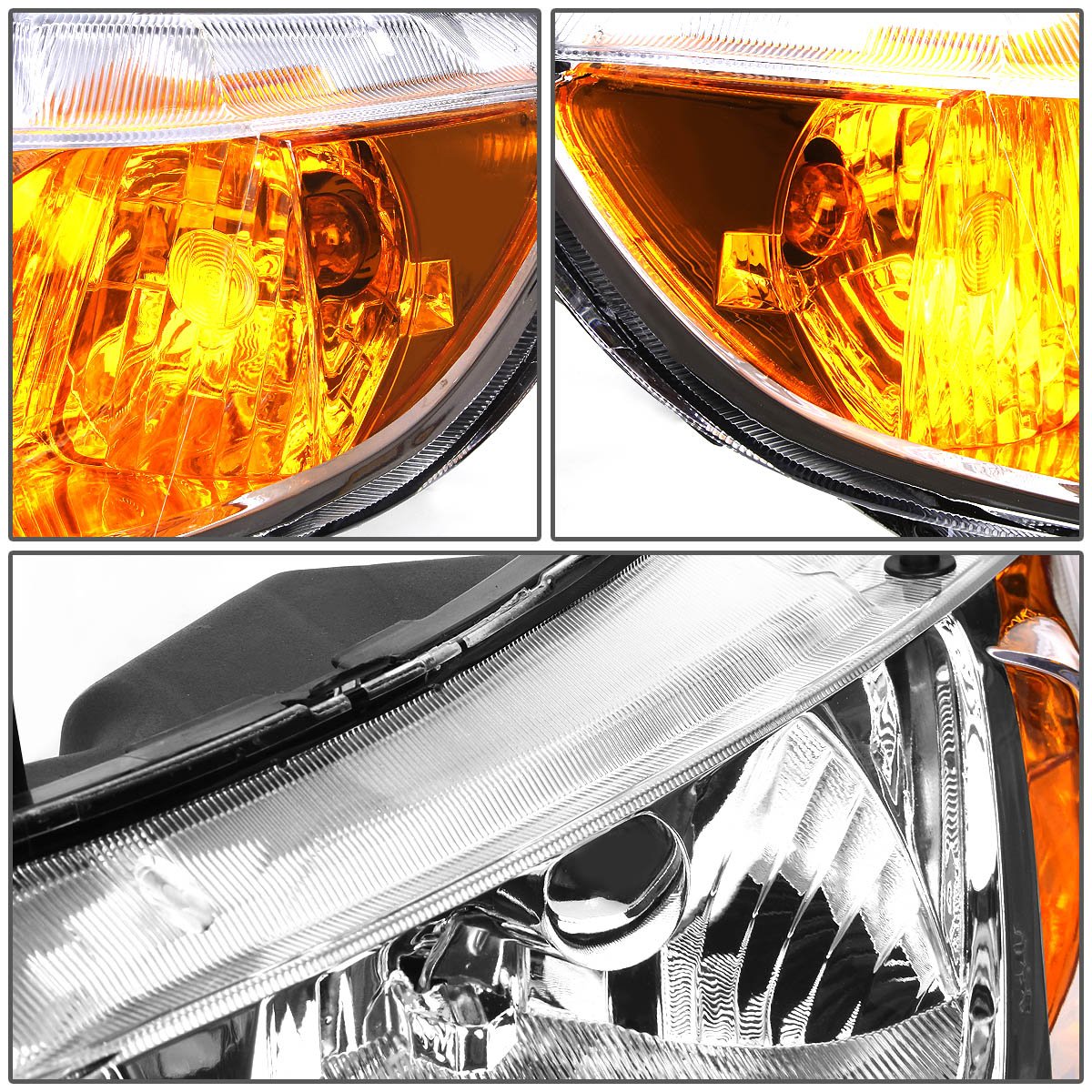 Headlights Assembly Chrome Amber I3474