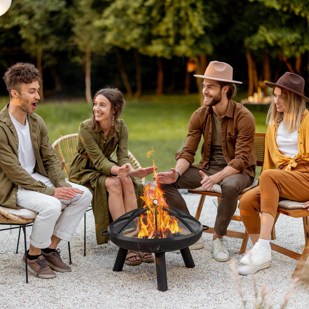 30 Inch Round Fire Pit Screen with Handle & Poker L6283