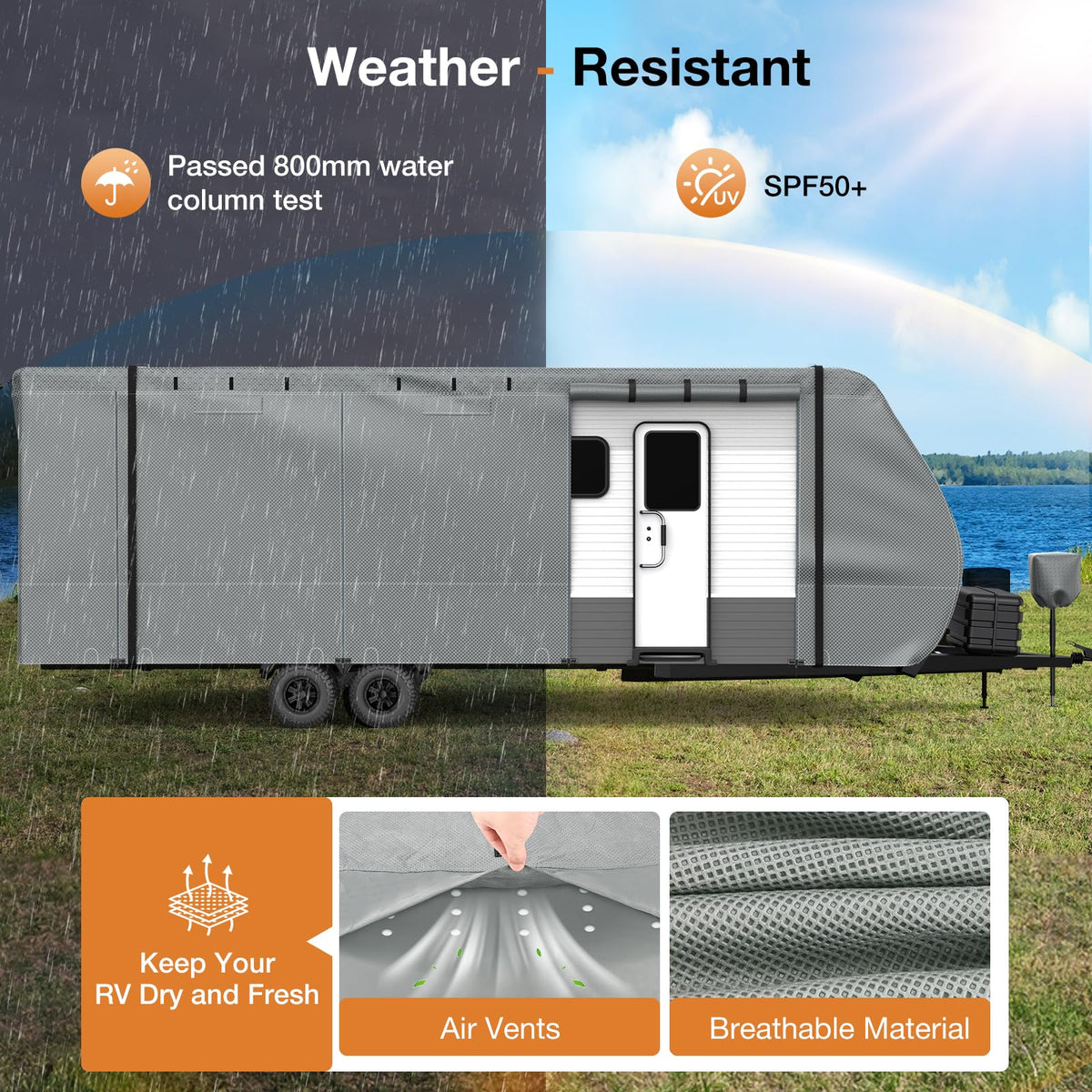 30-33FT Water-Resistant Travel Trailer RV Cover E18056