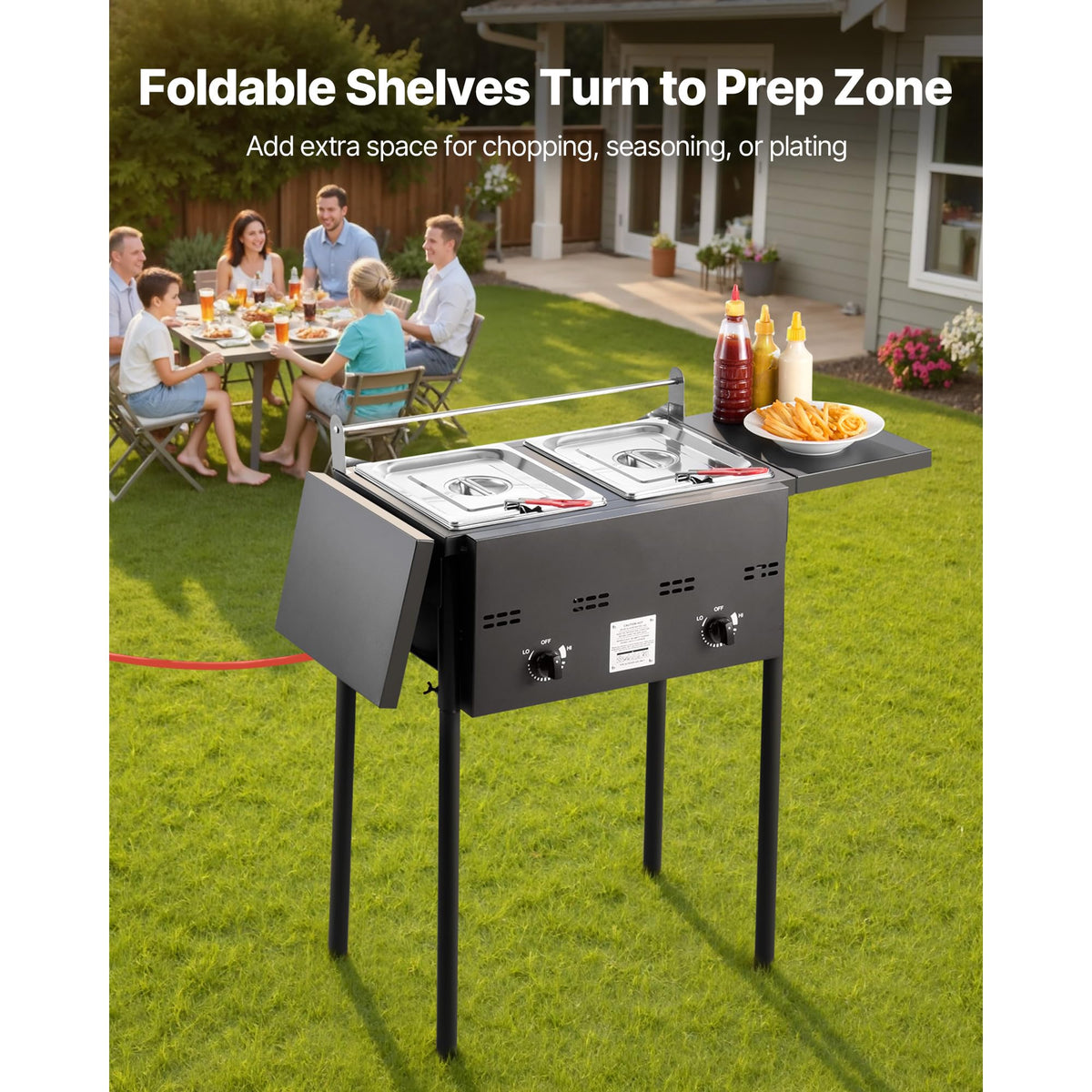 16 Qt Stainless Steel Double Burner Propane Fryer Y476