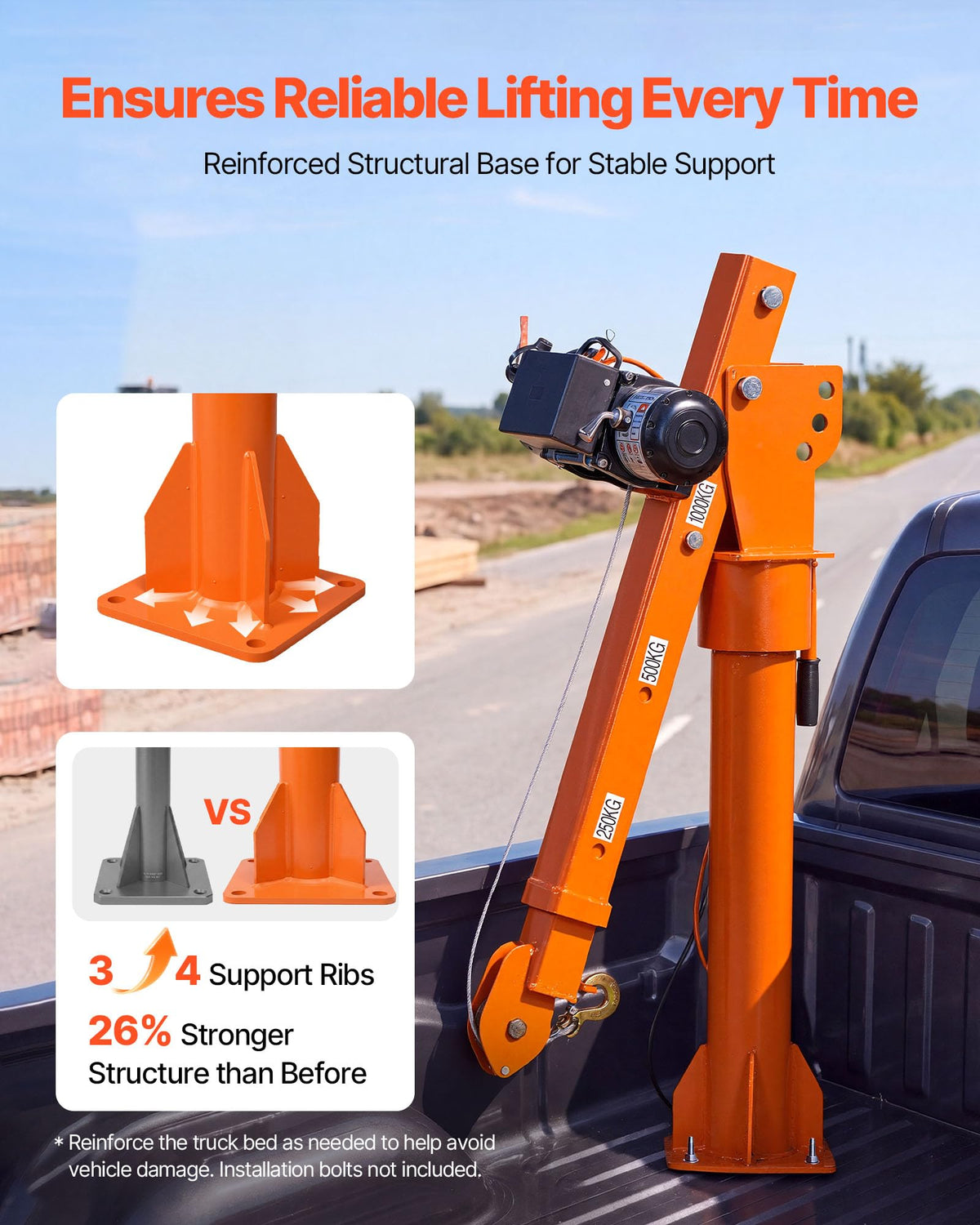 Electric Truck Crane with 12V Electric Winch and 360° Rotating Telescopic Boom F227