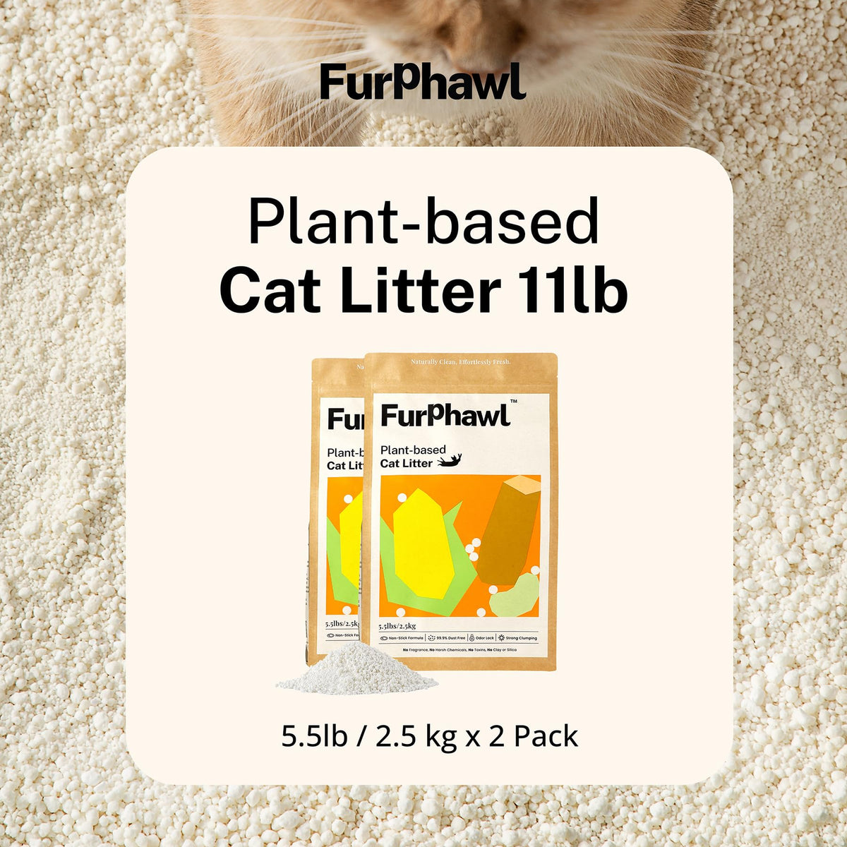 Cassava Plant-Based Clumping Cat Litter 11 lb 2 Bags Y7619