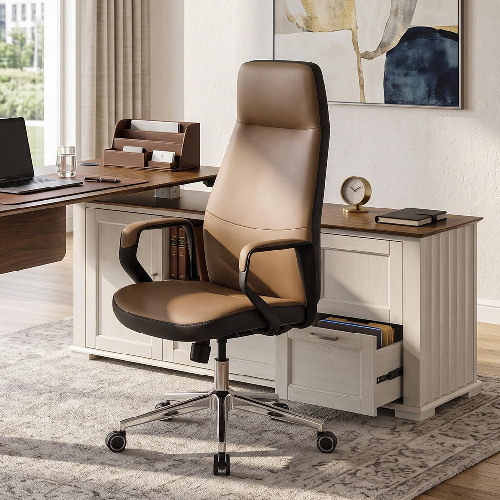 Brown Leather Executive Office Chair J3257
