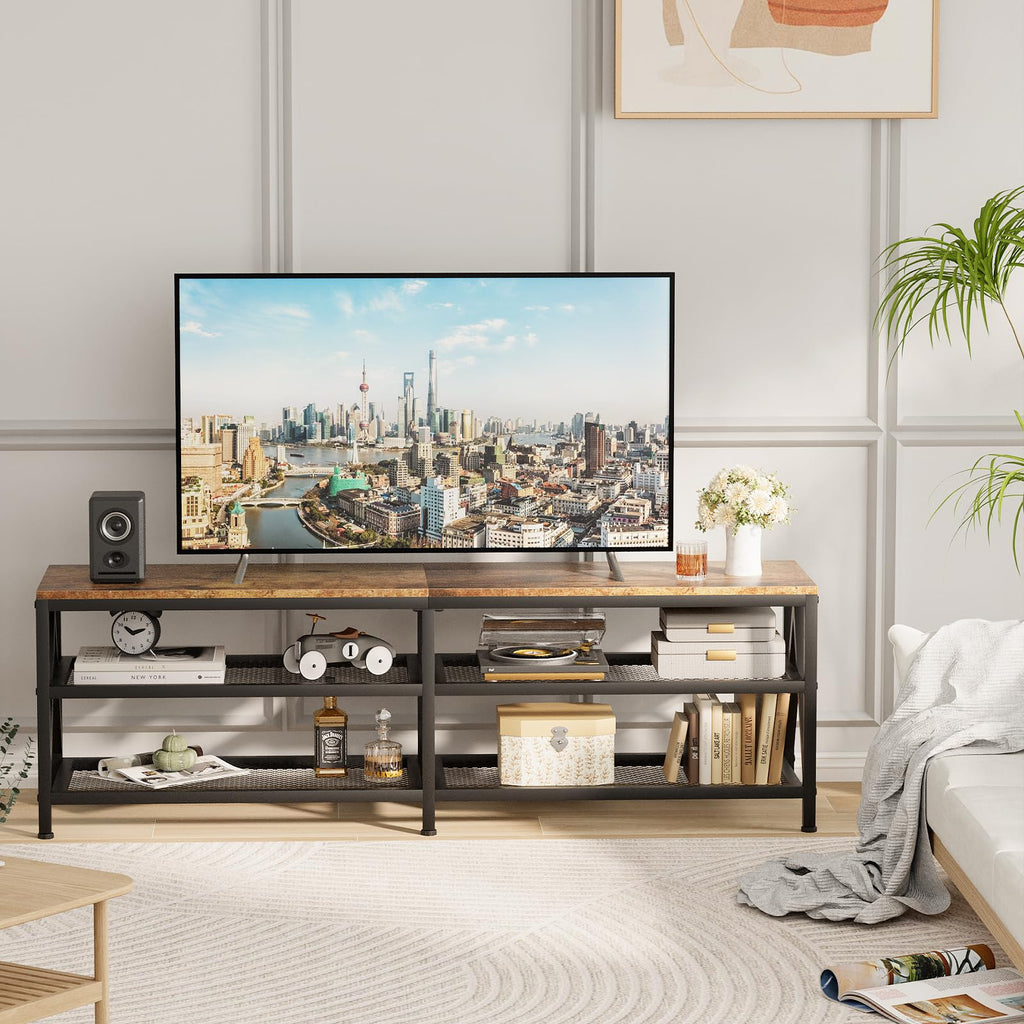 63" TV Stand with 3-Tier Storage Shelves E2338