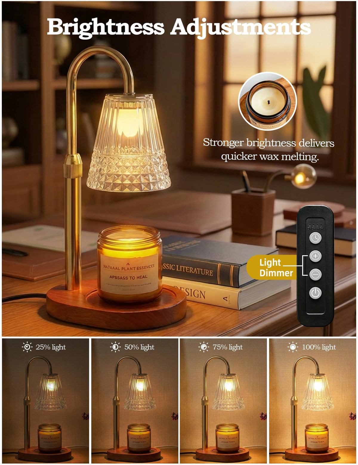Dimmable Height Adjustable Candle Warmer Lamp with Timer K7718