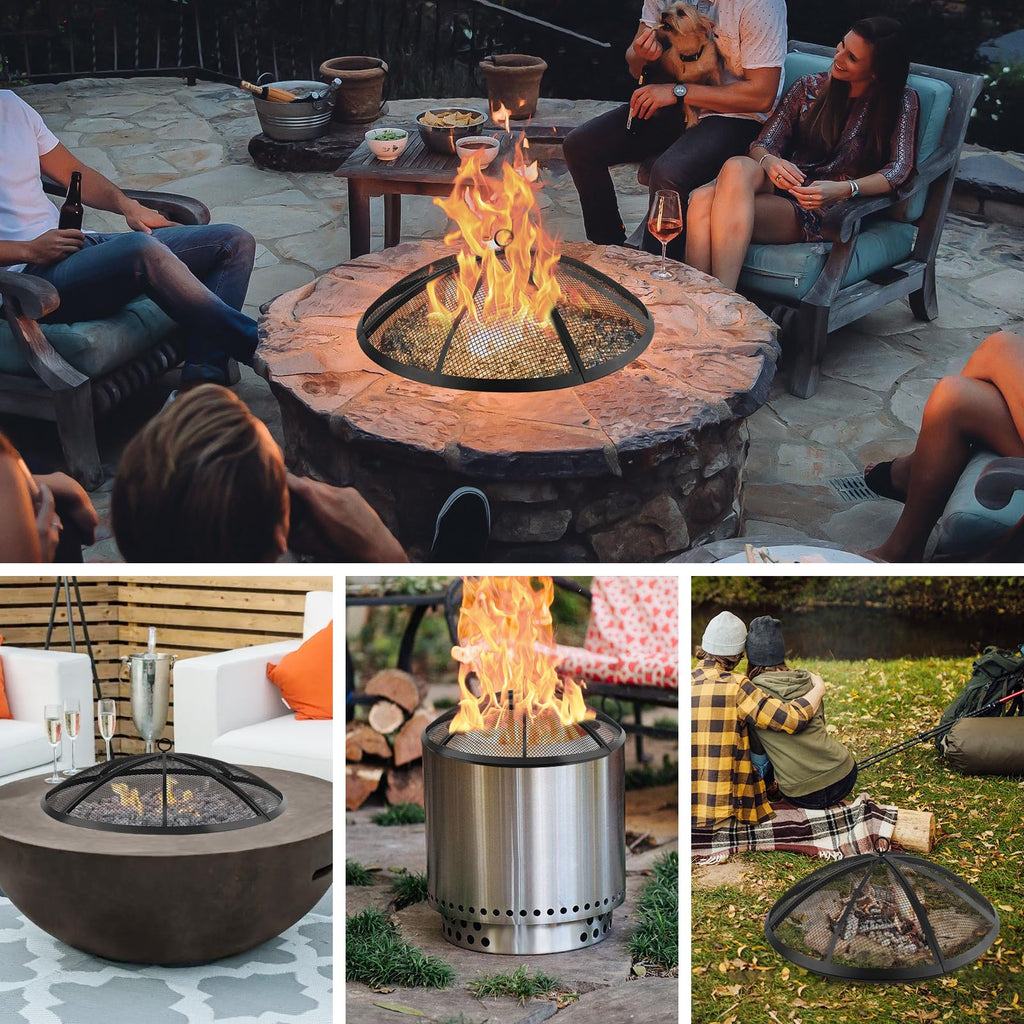 30 Inch Round Fire Pit Screen with Handle & Poker L6283