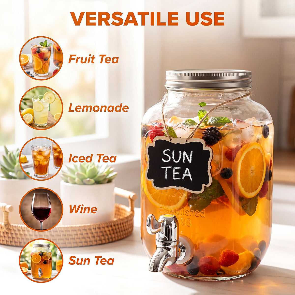 1-Gallon Beverage Dispenser 2 Pack with Stand N114