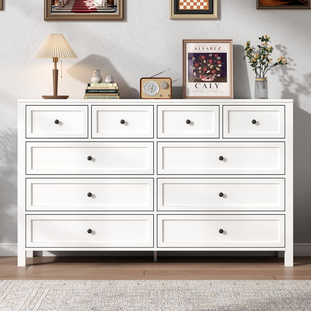 White 10 Drawers Dresser J8631