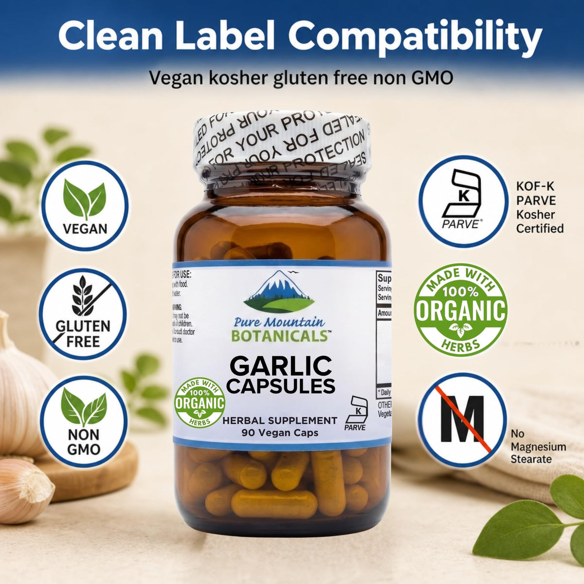 Garlic Capsules 500mg 90 Veggie Capsules G29166