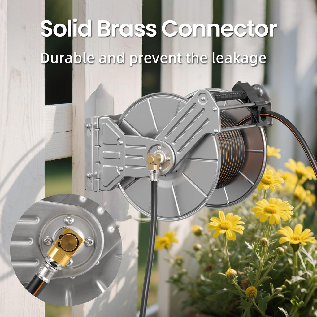 Wall Mounted Stainless Steel Garden Hose Reel N72736