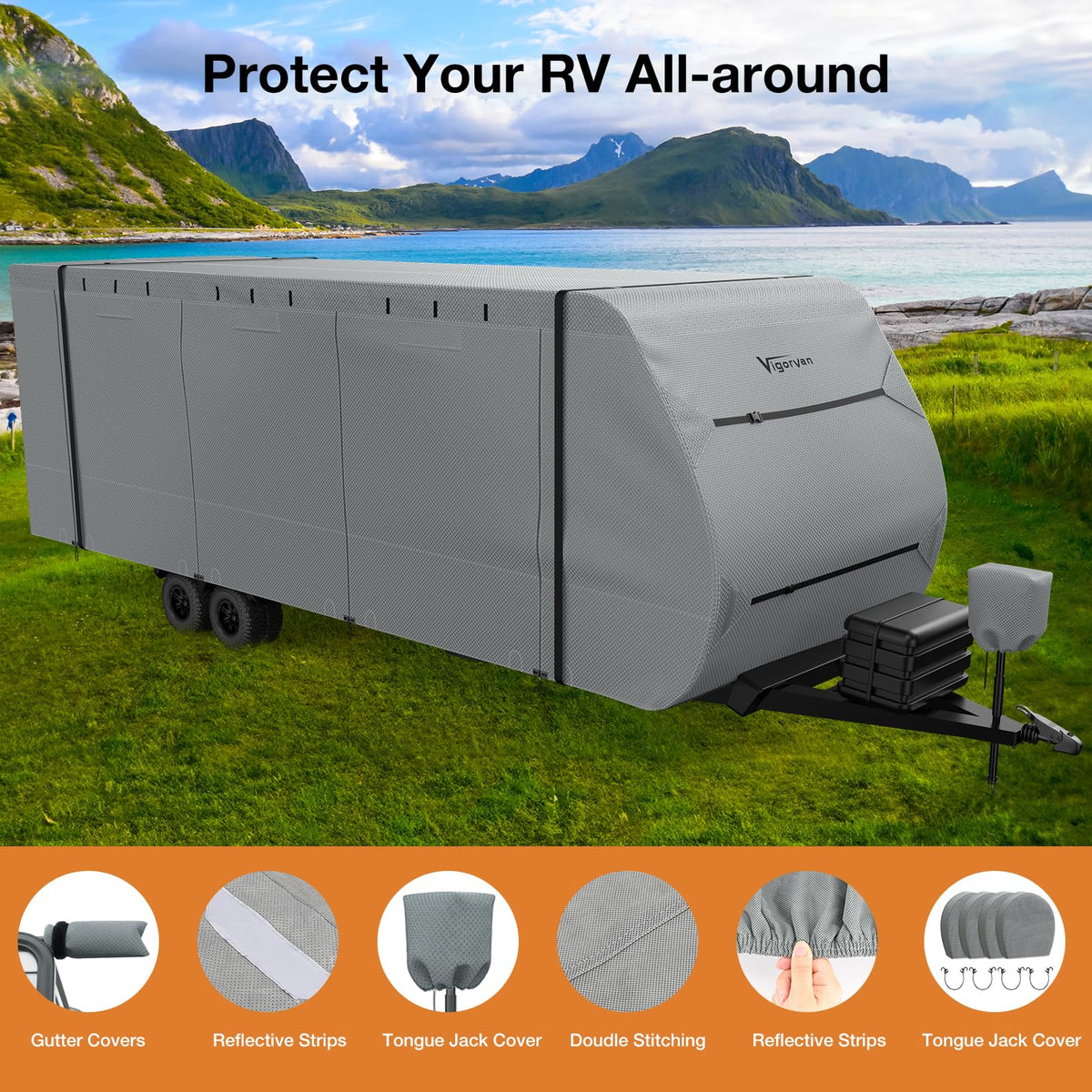 30-33FT Water-Resistant Travel Trailer RV Cover E18056