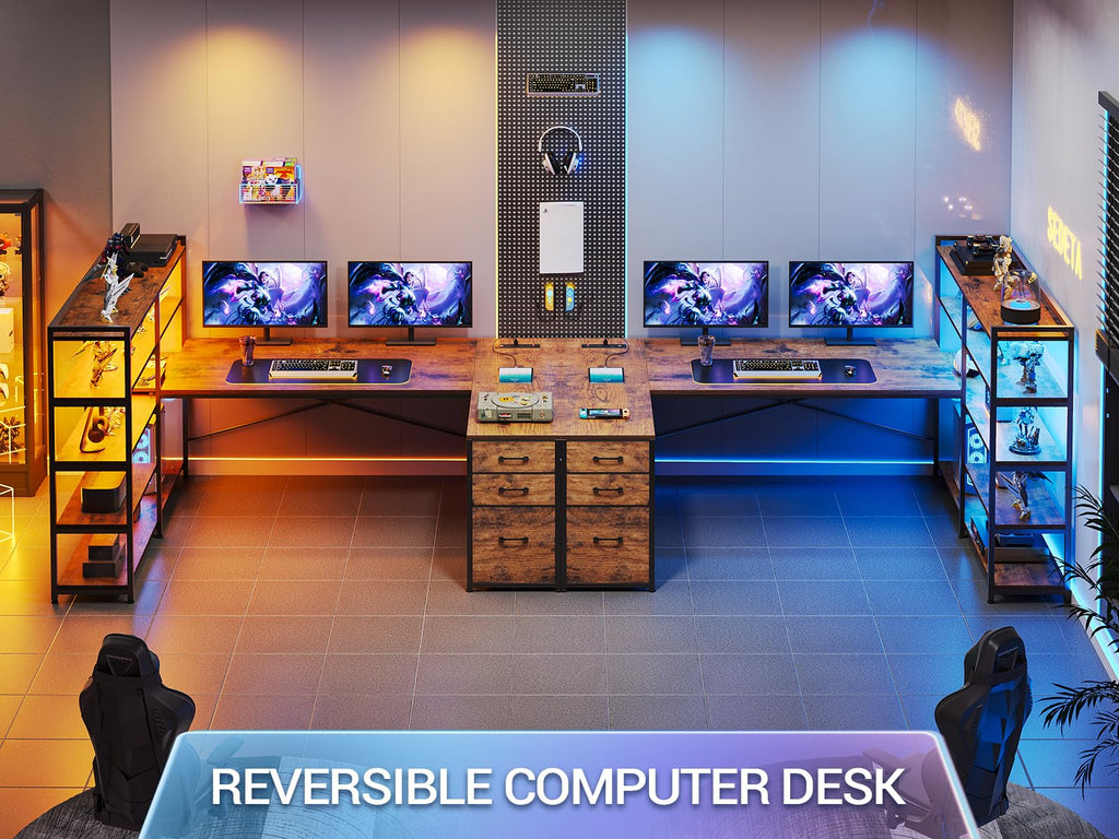 64.5" Reversible L Shaped Office Desk with Storage Drawers Y913451