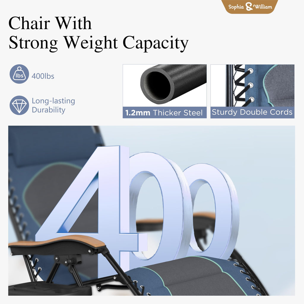 Blue Padded Zero Gravity Chair Set of 2 E198