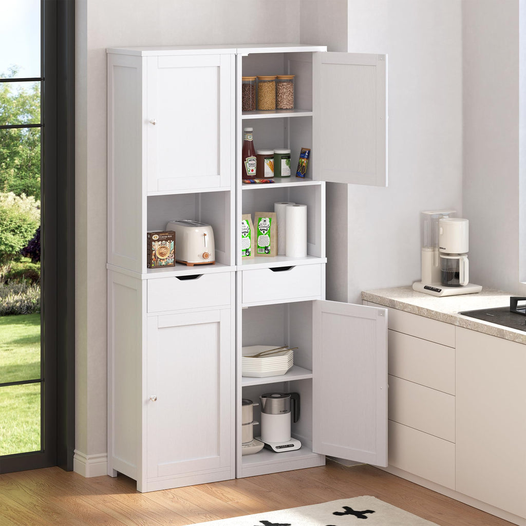 Tall Narrow Bathroom Storage Cabinet with Adjustable Shelves, White T2010