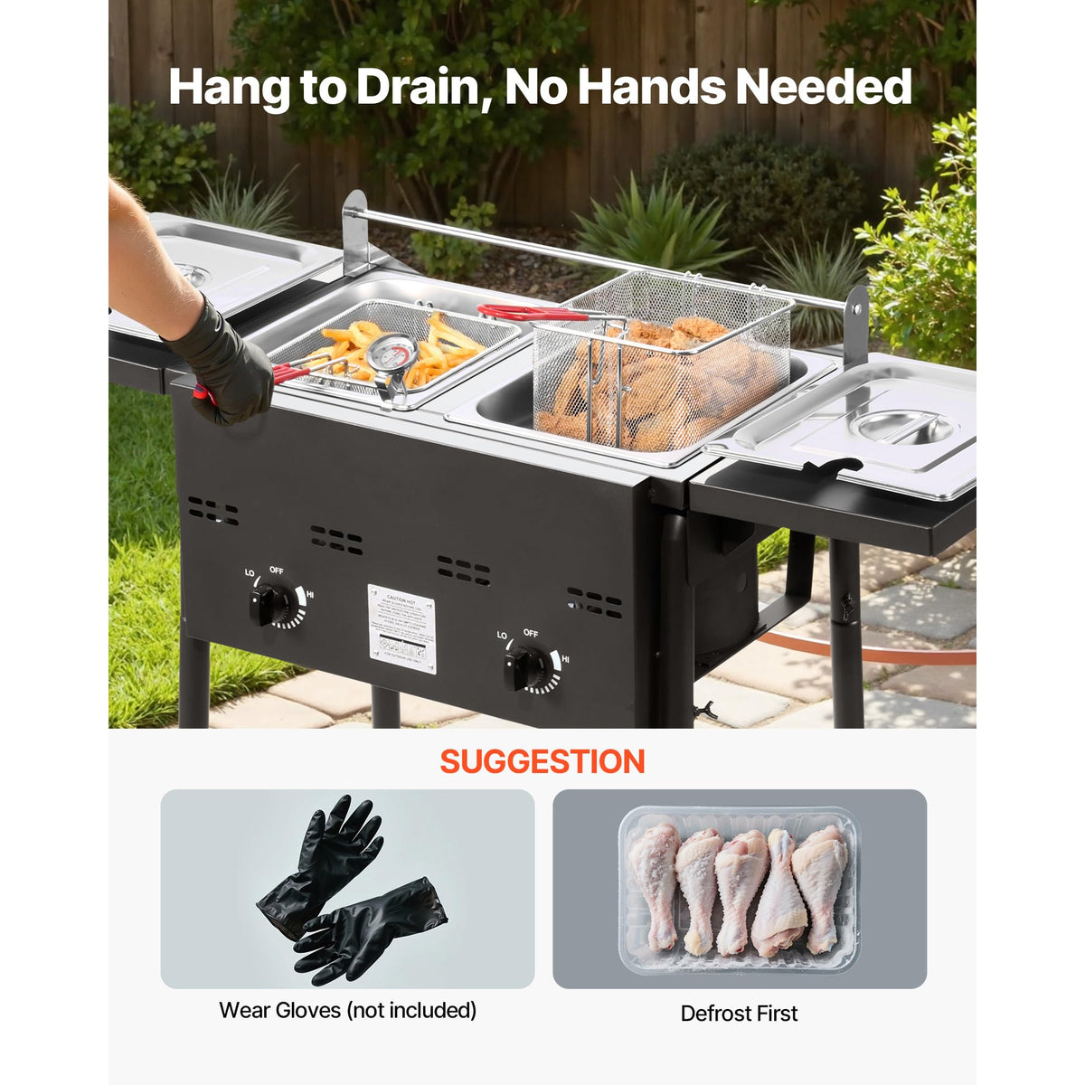 16 Qt Stainless Steel Double Burner Propane Fryer Y476
