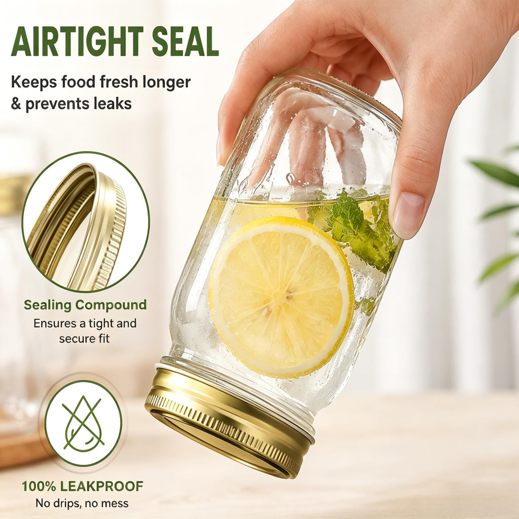 16 oz Glass Mason Jars with Lids and Bands, 12 Pack A797