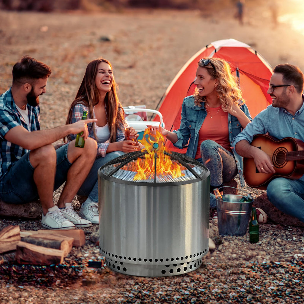 30 Inch Round Fire Pit Screen with Handle & Poker L6283