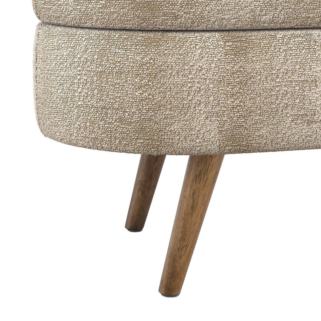 Oval Storage Bench with Rubber Wood Legs, Gray Z429977