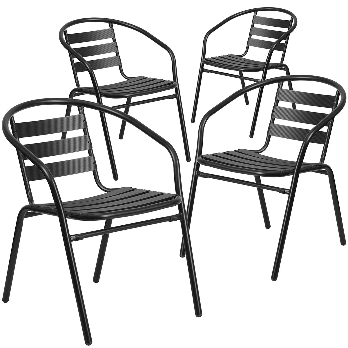 Black Set of 4 Stacking Outdoor Chairs P339
