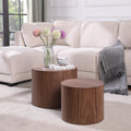 Round Coffee Table Set of 2 Wood Nesting End Table R5170