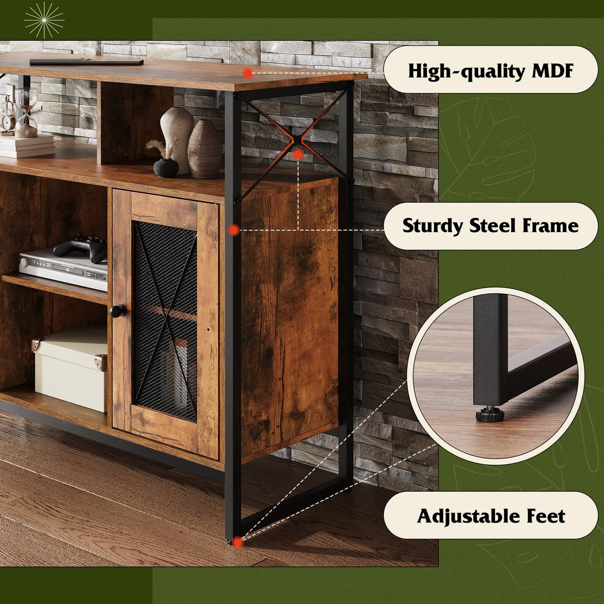 43 Inch TV Stand with Storage Cabinet J893635