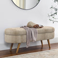 Oval Storage Bench with Rubber Wood Legs, Gray Z429977