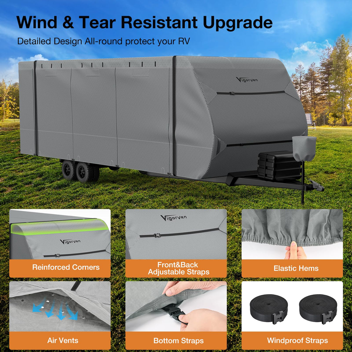 30-33FT Water-Resistant Travel Trailer RV Cover E18056